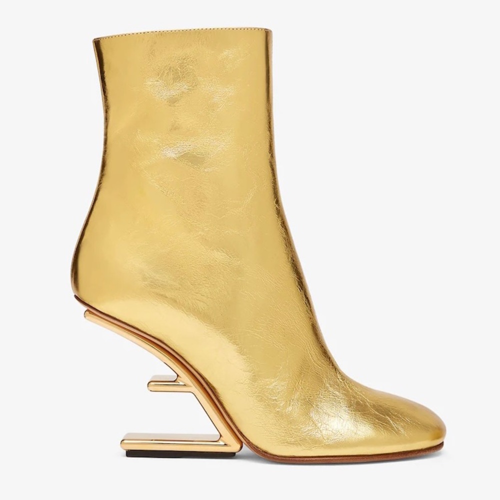 NWT Fendi First Gold nappa leather high-heel boots 37.5